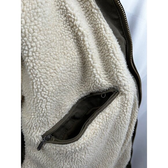 Cabelas Jacket Men 2XLarge Brown Sherpa Lined Cotton Collar Full Zip Heavy Work - Picture 10 of 13